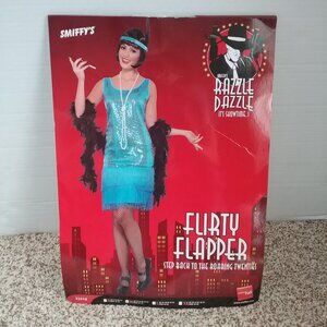 Smiffy's Fever Collection Teal Roaring 20's Flirty Flapper Costume, 3 Piece Set